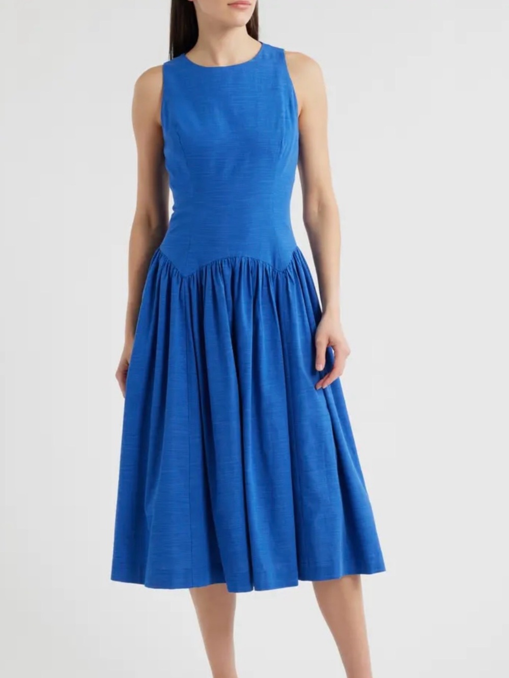 Mila Mae Sleeveless Cobalt Blue Linen Blend Midi Dress Size Medium